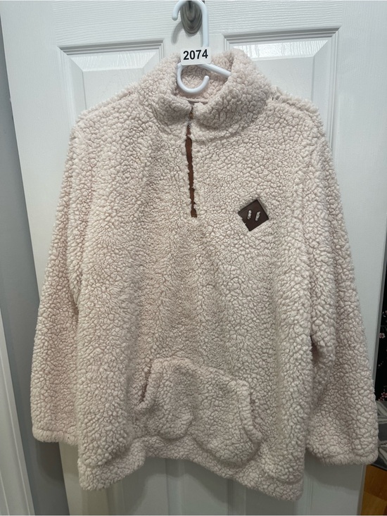 Tops - Cozy Cream Sherpa Quarter-Zip Pullover Hoodie
